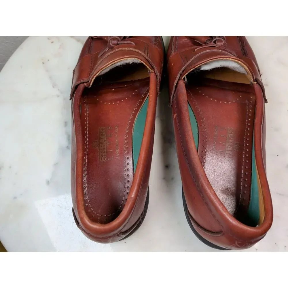 Sebago Lite Tassel Loafers Brown Leather Men's US 9.5 D Made in USA Vintage